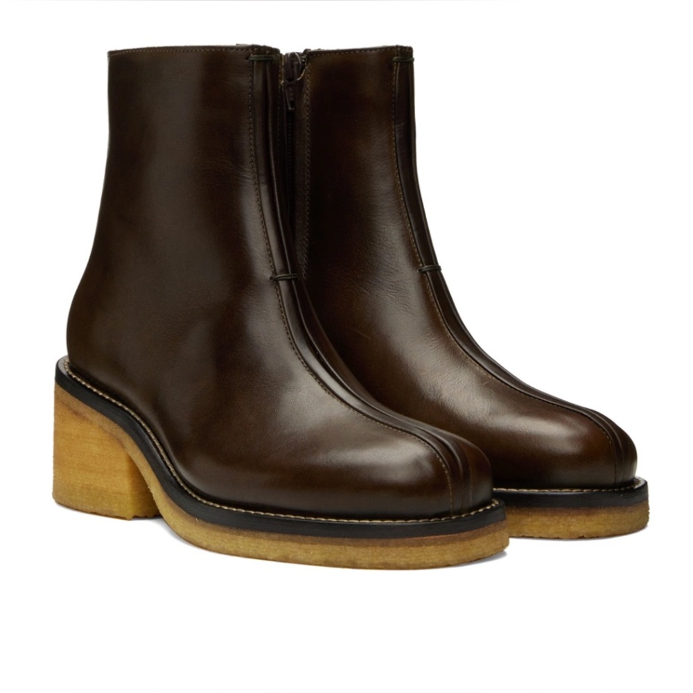 LEMAIRE Brown Piped Ankle Boots